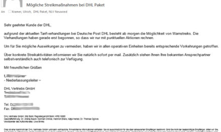 Streik: DHL warnt seine Kunden vor