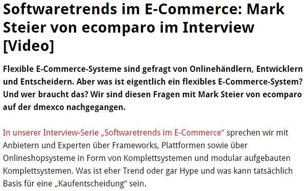 E-Commerce Frameworks, Softwaretrends, ecomparo.de und so