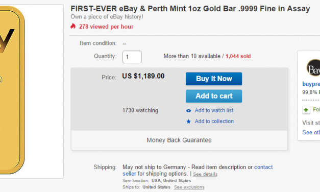 Goldhandel auf eBay: Goldene Zeiten für eBay! Handelt eBay jetzt mit Goldbarren?