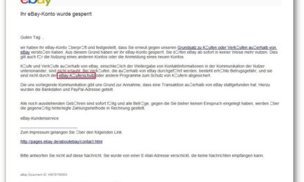 Warnung: gut gemachte eBay Phishing Mail im Umlauf