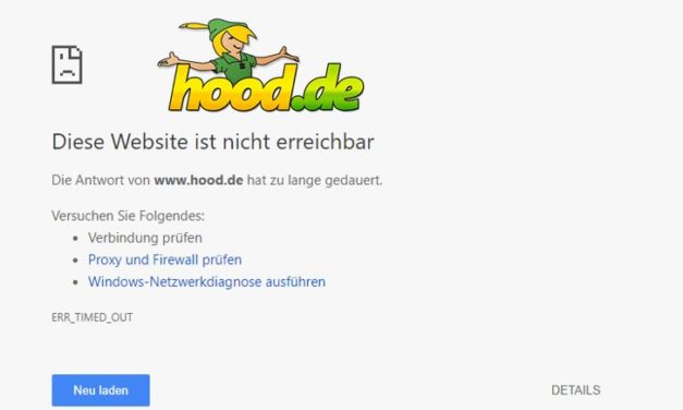Hood.de ist wegen einer DDoS Attacke seit Stunden down