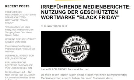Die sollte man mal in den Ring schicken: NUTZUNG DER GESCHÜTZTEN WORTMARKE „BLACK FRIDAY“