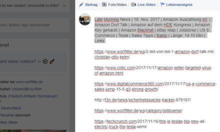 Late Morning News | 18. Nov. 2017 | Amazon Auszahlung erl.