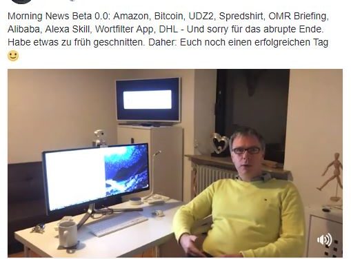 Morning News Beta 0.0: Amazon, Bitcoin, UDZ2, Spredshirt, OMR Briefing, Alibaba, Alexa Skill, Wortfilter App, DHL