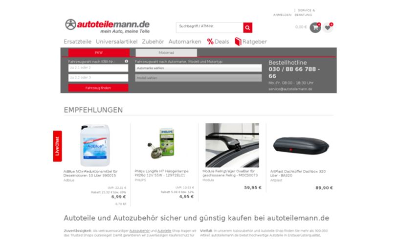 Alle Angebote offline: Was ist los mit der Autoteilemann GmbH?