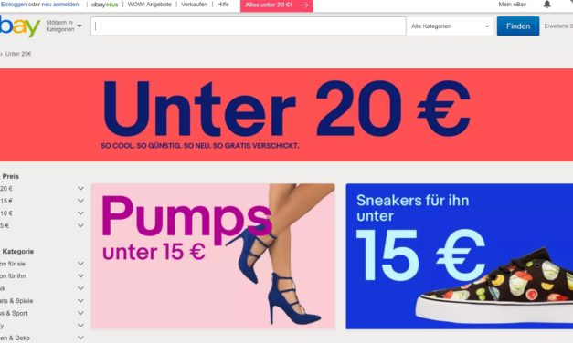 Internationale eBay Kampagne gestartet: Unter 20€ oder unter 10$