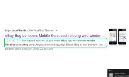 eBays mobile Kurzbeschreibung ist wie ein Google Snippet