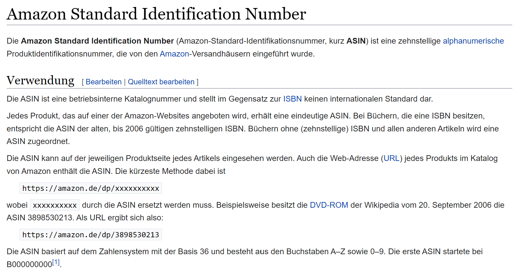 Amazon Standard Identification Number