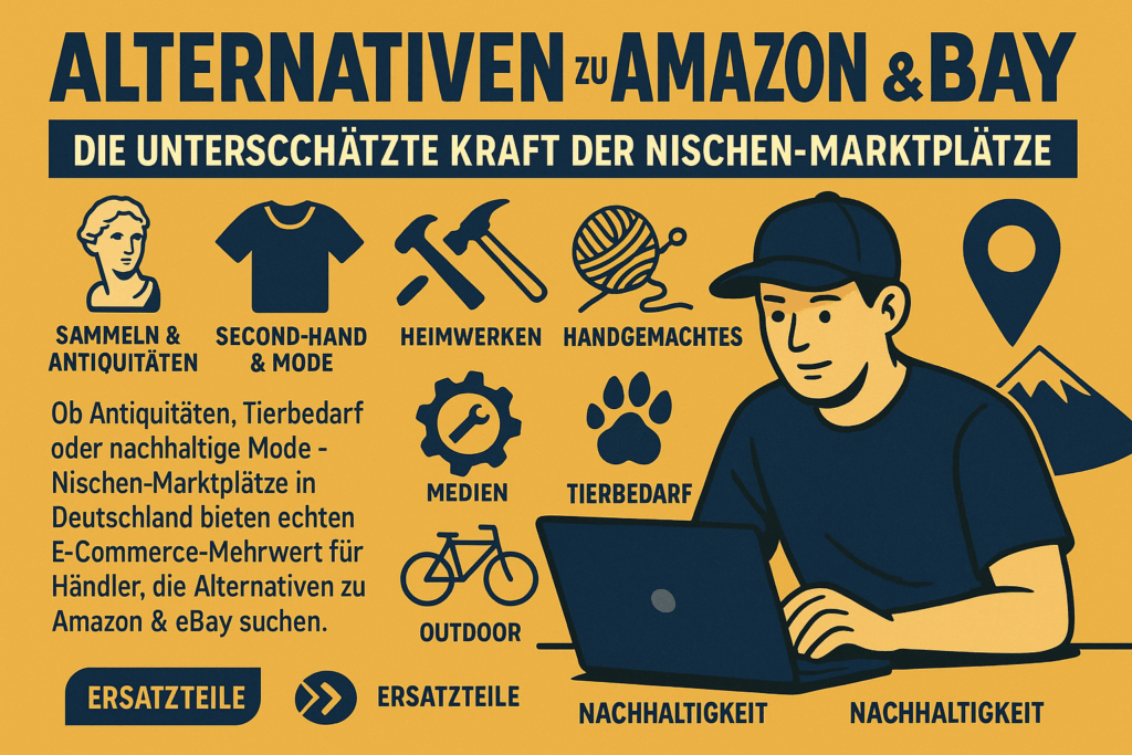 ebay alternative, nischenmarktplätze, ecommerce deutschland, alternative zu amazon, alternative zu ebay, spezialmarktplätze, handmade plattformen, second hand online, nachhaltiger handel, marktplatz strategie, verkauf ohne amazon