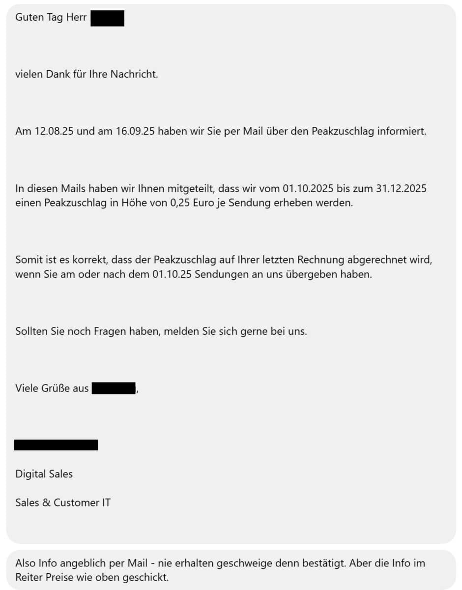 Keine Info über den Hermes Peak Zuschlag 2025