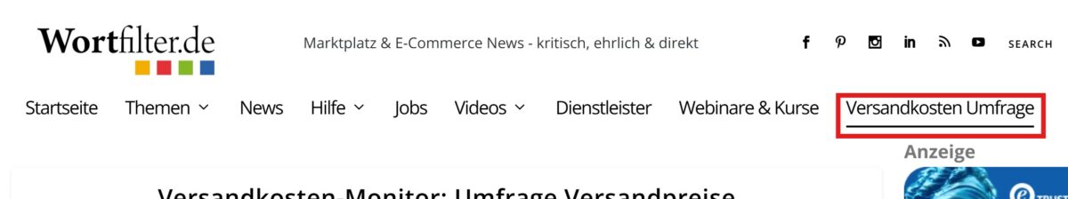 Wortfilter Versandkosten Monitor