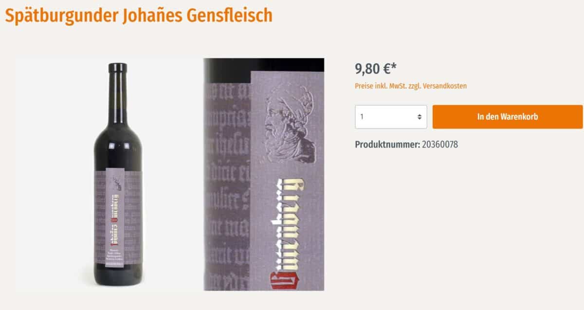 Alkohol im Gutenberg Shop