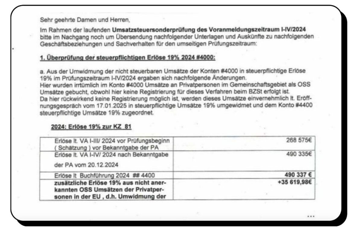 Umsatzsteuer Nachzahlung OSS