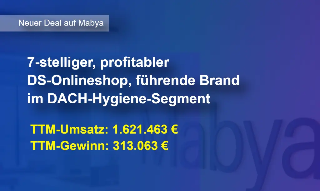 7-stelliger, profitabler E-Commerce-Shop im DACH-Hygiene-Segment steht zum Verkauf