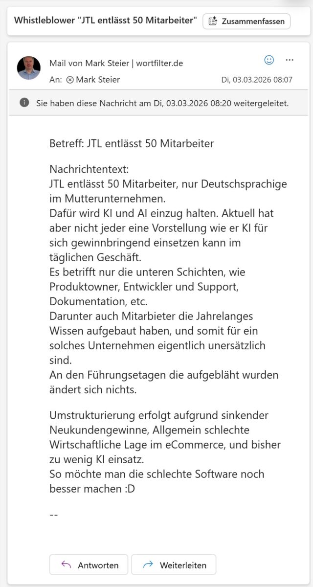 JTL Entlassungen 2026