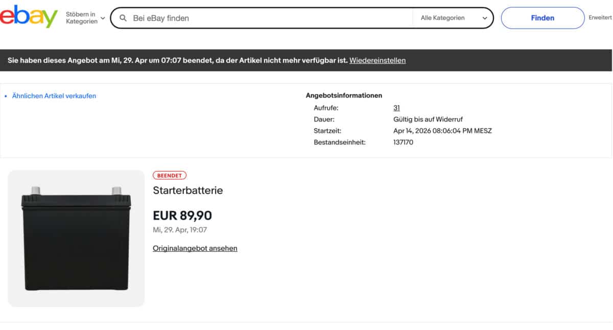 Beispielbild eBay Fehler